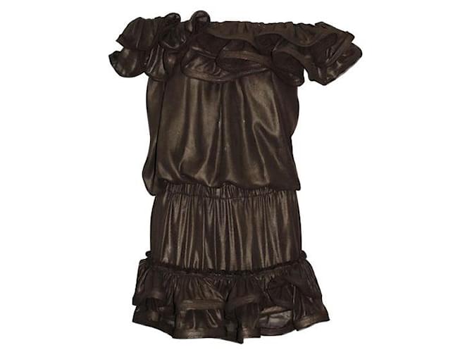 Autre Marque Robe marron à épaules dénudées de créateur contemporain Polyester  ref.1288901