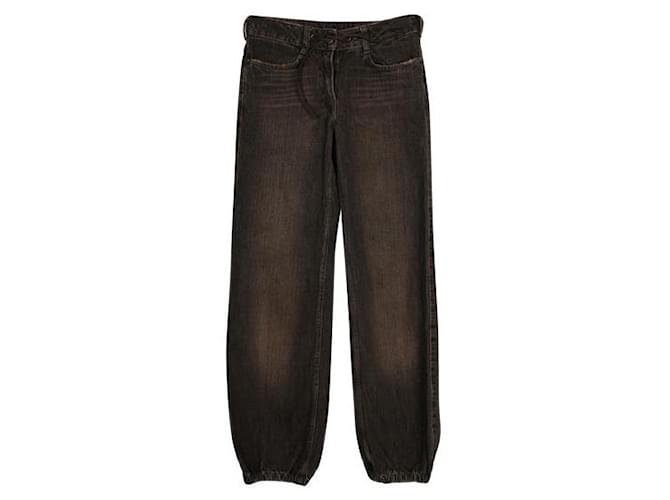 Autre Marque Contemporary Designer Brown Denim Jeans With Leather Tie Belt Cotton  ref.1288904