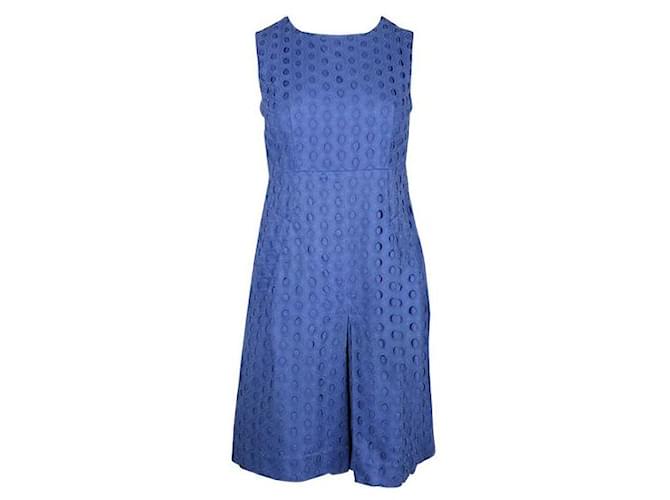 Vestido texturizado azul índigo Diane Von Furstenberg Seda Algodão  ref.1288908