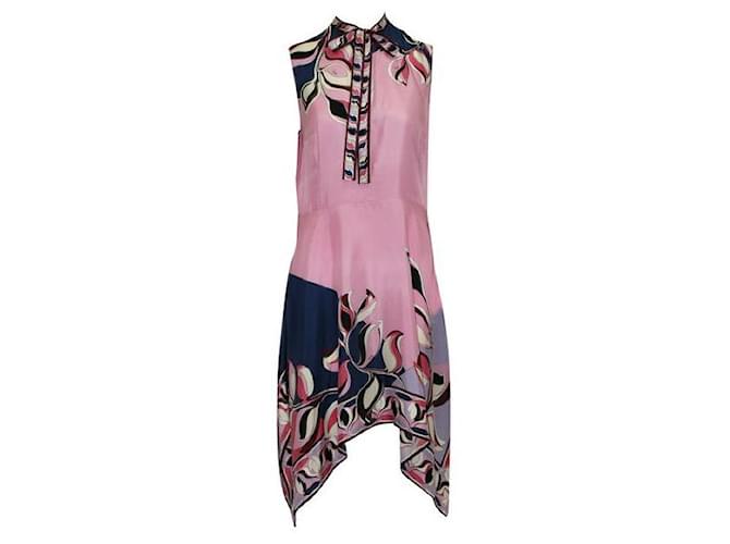Emilio Pucci Pink Print Silk Shift Dress With Tie At Neckline  ref.1288927