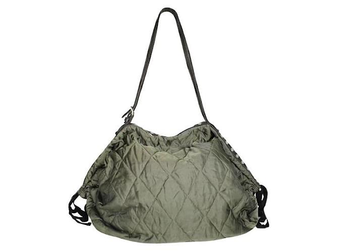 Marni Dark Green Quilted Fabric Tote Leather  ref.1288930