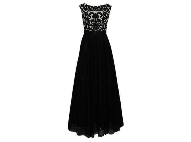 Autre Marque Contemporary Designer Black And White Mesh Evening Dress Polyester  ref.1288932