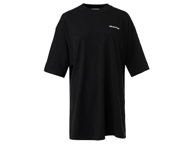 T-shirt oversize à logo Balenciaga Coton Noir  ref.1288948
