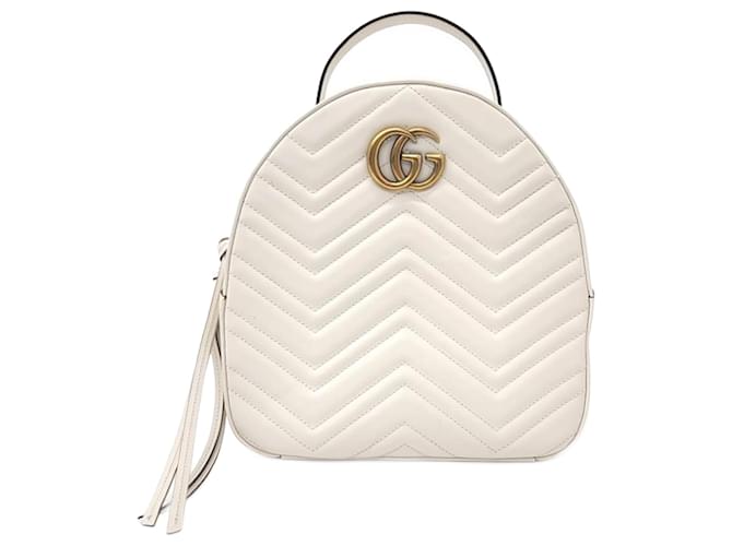 Gucci  Marmont Matelassé Backpack (476671) White  ref.1289014