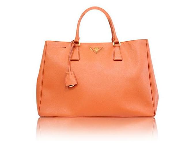 PRADA Saffiano Luxe Orange Tote Bag Leather  ref.1289033