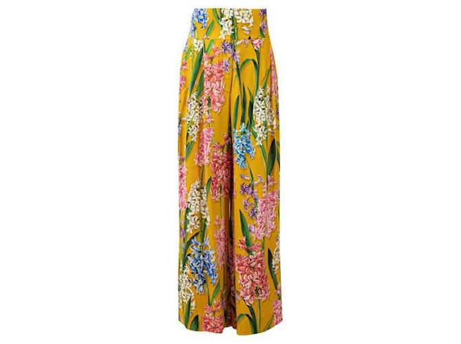 Pantaloni palazzo con stampa floreale di Dolce & Gabbana Giallo Viscosa  ref.1289050