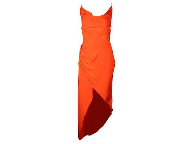Autre Marque Bright Orange Mini Backless Dress With Spaghetti Shoulder Straps Silk  ref.1289051