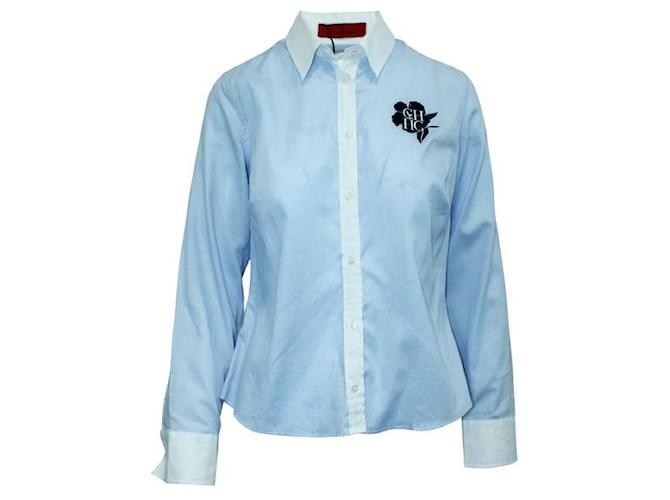 Chemise blanche et bleu pastel Carolina Herrera Coton  ref.1289058