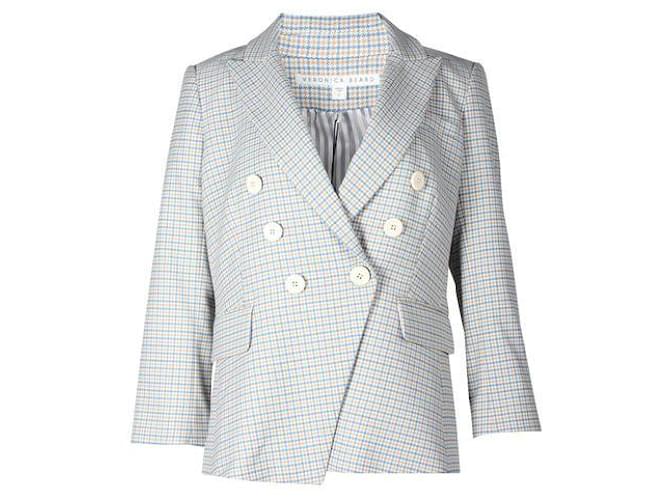 Autre Marque Contemporary Designer Blue and Beige Checked Jacket Multiple colors Polyester Viscose Elastane  ref.1289059