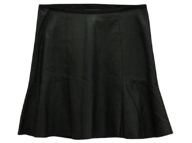 Minifalda Sandro de piel de cordero negra Negro Algodón  ref.1289060