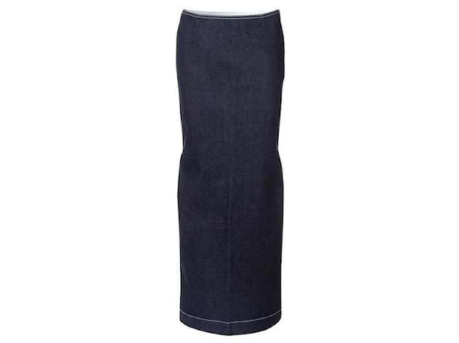 Stella Mc Cartney Stella Mccartney Structured Denim Skirt with Slit Slides Cotton Polyester Elastane  ref.1289079