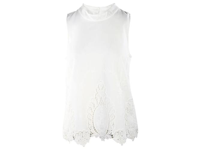 Autre Marque CONTEMPORARY DESIGNER Top With Lace Embellishments White Cotton  ref.1289090