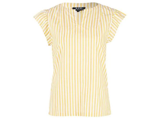 APC Striped Cap Sleeve Top Yellow Cotton  ref.1289093