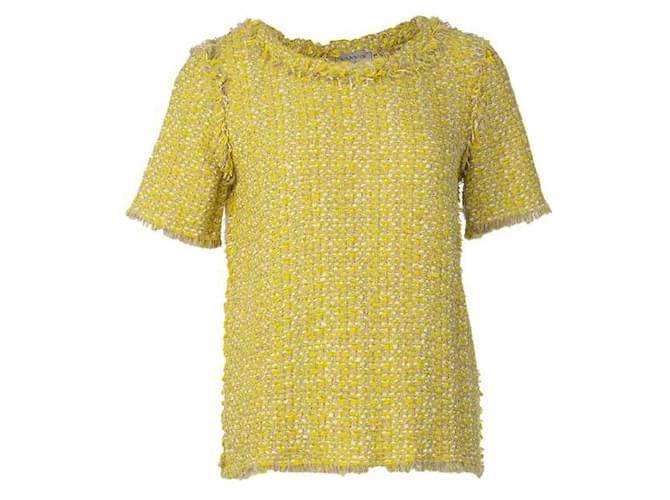 Lanvin Tweed Blouse Yellow Cotton Wool Polyamide Acrylic Polyurethane  ref.1289108