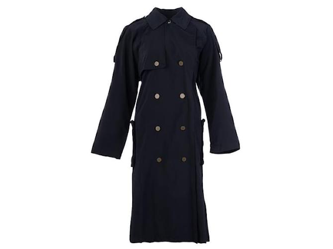 LANVIN Belted Knee-Length Coat Navy blue Cotton  ref.1289110