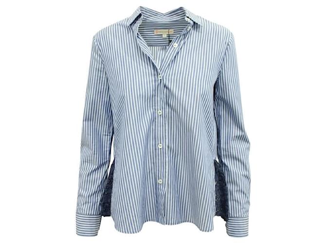 Autre Marque CONTEMPORARY DESIGNER Striped Shirt With Lace Trims Blue Cotton  ref.1289111