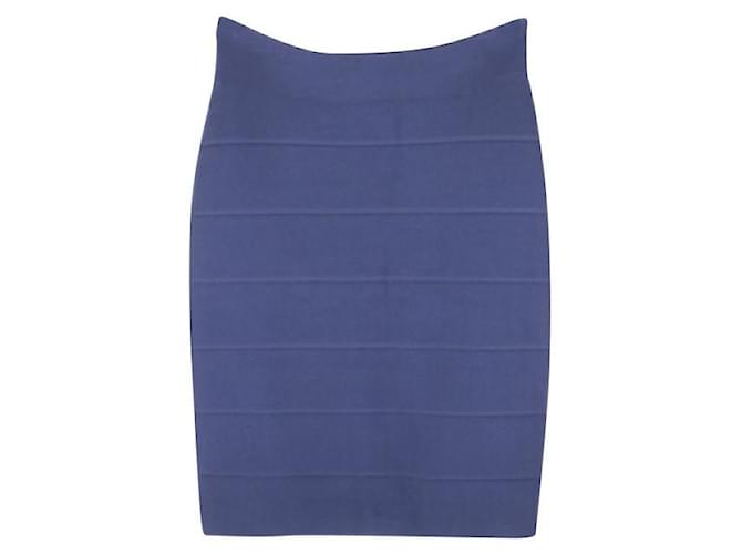 Autre Marque CONTEMPORARY DESIGNER Begonia Knitted Skirt Blue Suede Nylon Rayon  ref.1289119