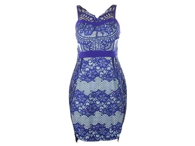 Autre Marque CONTEMPORARY DESIGNER Blue Laced Dress Turquoise Cotton Viscose Nylon  ref.1289149