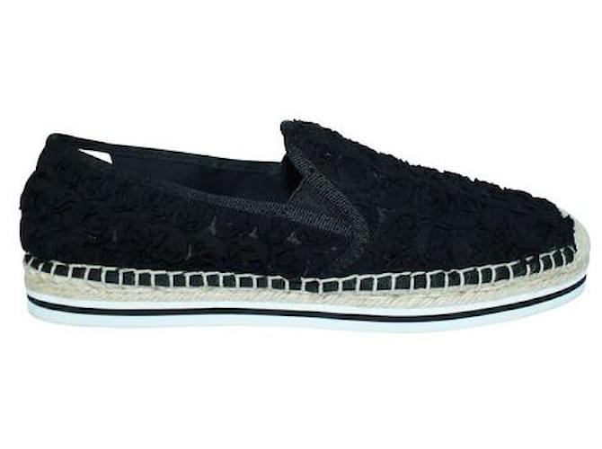 Tory Burch Black Fabric Espadrilles with Rubber Sole  ref.1289161