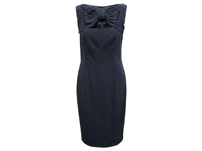 MOSCHINO CHEAP AND CHIC Navy Blue Dress with Bow Rayon Acetate  ref.1289166