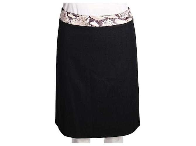 Autre Marque CONTEMPORARY DESIGNER Python Embellished Wool Skirt Black Nylon  ref.1289190