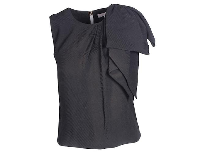 Mulberry Black Silk Top With Bow  ref.1289203