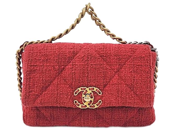 Chanel  Tweed 19 Flap Bag Small Red  ref.1289242