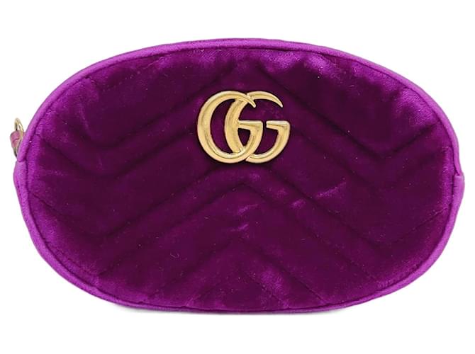 Bolsa com cinto de veludo Gucci GG Marmont Matelassé (476434) Roxo  ref.1289279