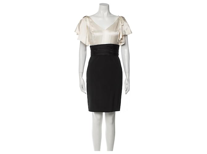 Black and white Marchesa Notte silk dress  ref.1289309