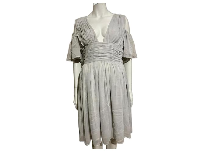 French Connection Light grey chiffon dress with cold shoulder Polyester  ref.1289312