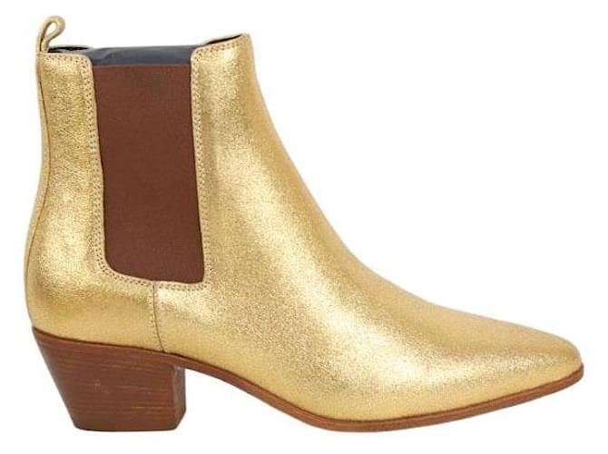 Saint Laurent Ankle leather boots Golden  ref.1289325