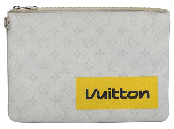 Louis Vuitton Pochette Zippée Bianco Tela  ref.1289988