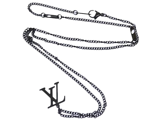 Louis Vuitton LV Iniciales Negro Metal  ref.1290249