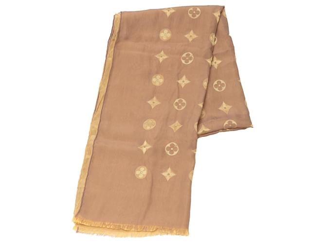Bufanda de seda con monograma Louis Vuitton marrón Bufandas Castaño  ref.1290742