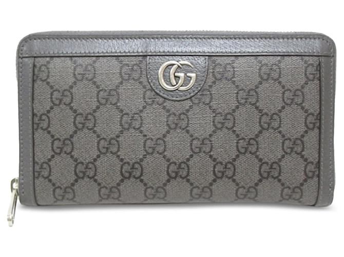 Graues Gucci GG Marmont Portemonnaie mit Rundumreißverschluss Leinwand  ref.1290747