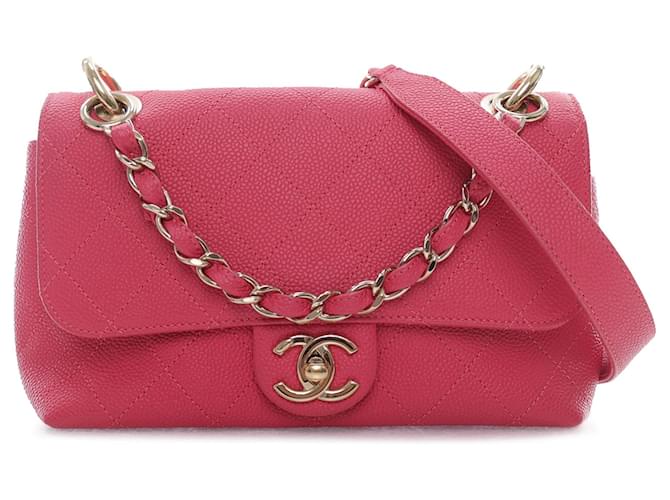 Bolso bandolera rosa con solapa Chanel Caviar City Walk Cuero  ref.1290748