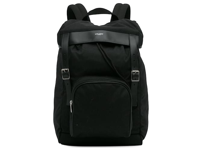 Black Saint Laurent Utilitarian Hunting Backpack Leather  ref.1290773