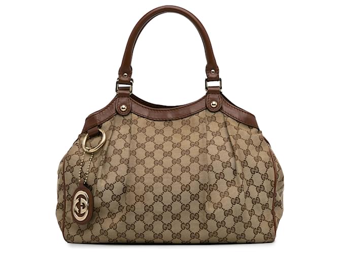 Brown Gucci GG Canvas Sukey Tote Leather  ref.1290781