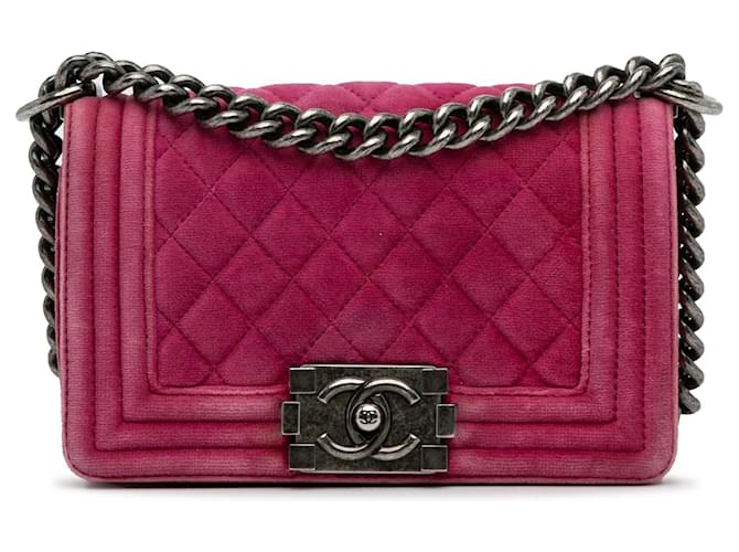 Pink Chanel Small Boy Velvet Flap Bag  ref.1290794