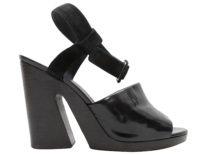 Céline Black Celine Platform Sandals Size 39.5 Leather  ref.1290805