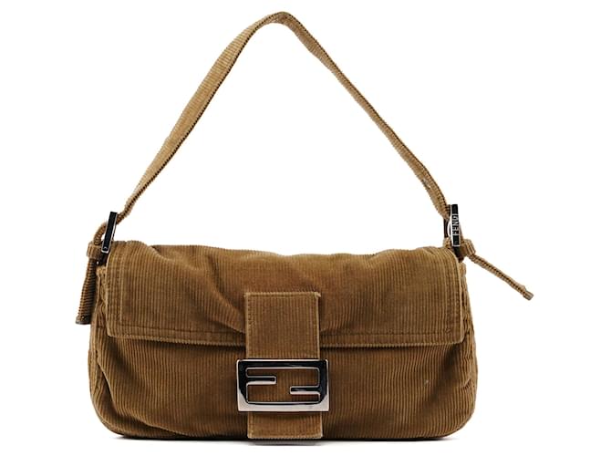 FENDI Bags Cloth Brown Baguette  ref.1290839