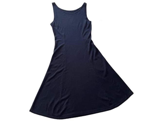 Schwarzes ärmelloses Kleid mit Bootsausschnitt aus Strick von Adolfo Dominguez Größe 34-36. Baumwolle Elasthan Polyamid  ref.1290849