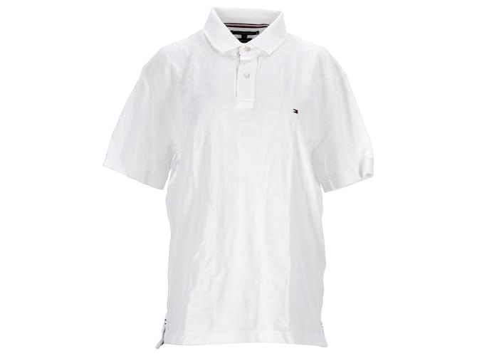 Tommy Hilfiger Polo da uomo in cotone vestibilità regolare con abbottonatura con logo Bianco  ref.1290882