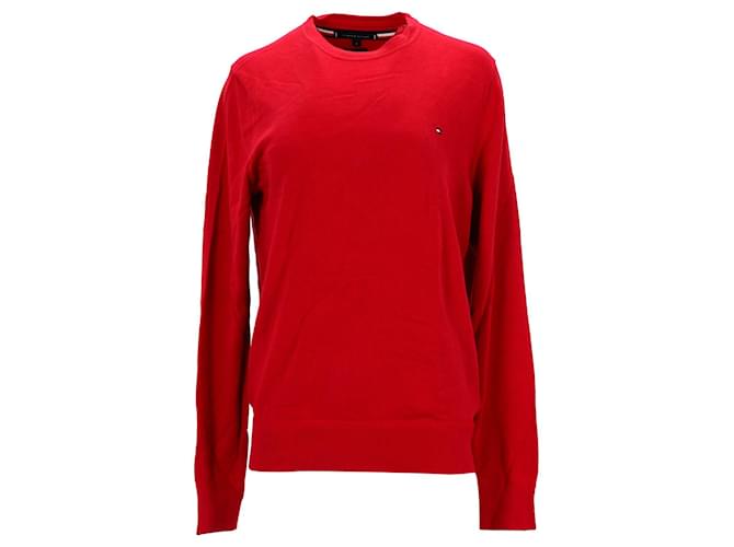 Suéter masculino de seda de algodão orgânico Tommy Hilfiger em algodão vermelho  ref.1290887