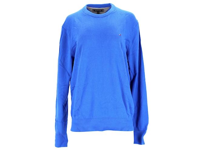 Suéter masculino Tommy Hilfiger Pima Cotton Cashmere com gola redonda em algodão azul  ref.1290892