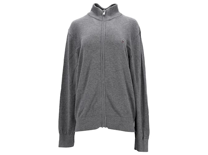 Maglione da uomo Tommy Hilfiger Cool Comfort con zip in cotone grigio  ref.1290906