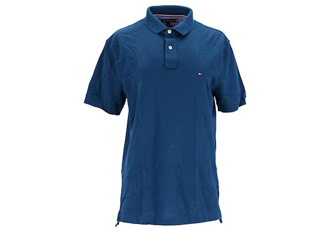 Tommy Hilfiger Mens Heathered Pure Cotton Tommy Polo Blue  ref.1290969