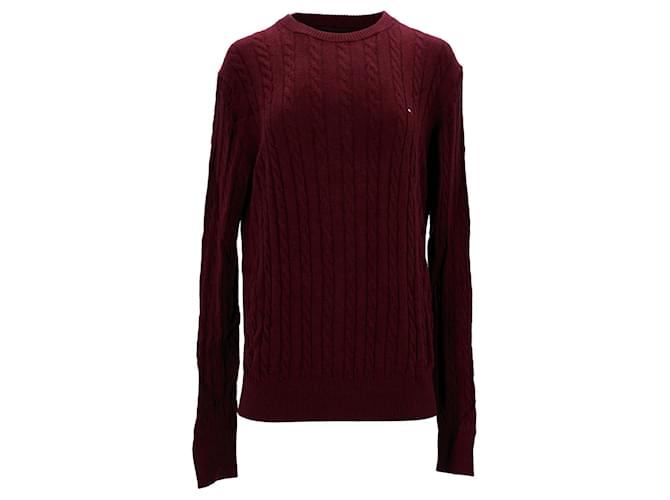 Tommy Hilfiger Mens Cable Knit Jumper in Red Cotton  ref.1290974