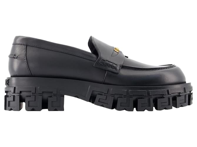 Loafers - Versace - Leather - Black Pony-style calfskin  ref.1290983