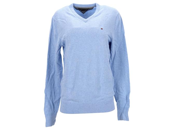 Tommy Hilfiger Jersey con cuello en V de cachemir y algodón Pima para hombre Azul Azul claro  ref.1290992